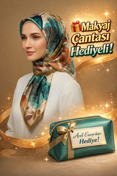 Picasso Silk-Look Turquoise - Brown Crystal Scarf – Twill Stylish Design 90X90