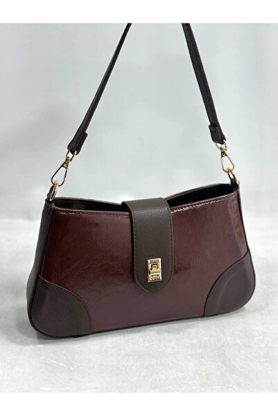 çkn sedat çakan çanta & fular & aksesuar Soft Patent Leather Baguette Style W...