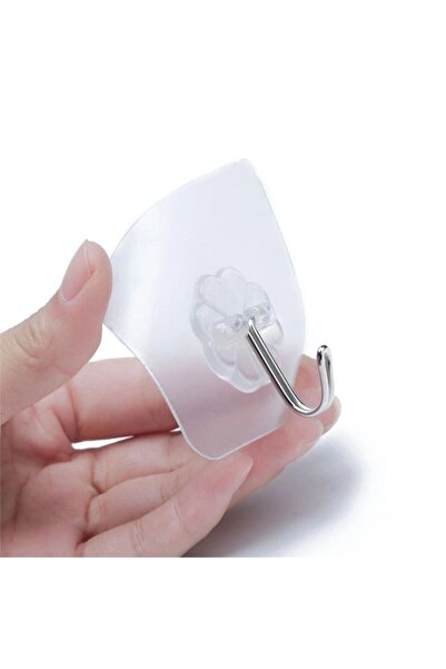 Özlem Toys 10 Pieces of Transparent Self-Adhesive Organizing Hangers with Hooks