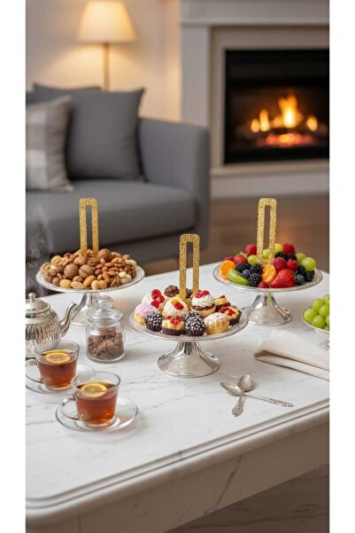 Generic Elegant and versatile 3-piece serving set for sweets, nuts, and fruit...