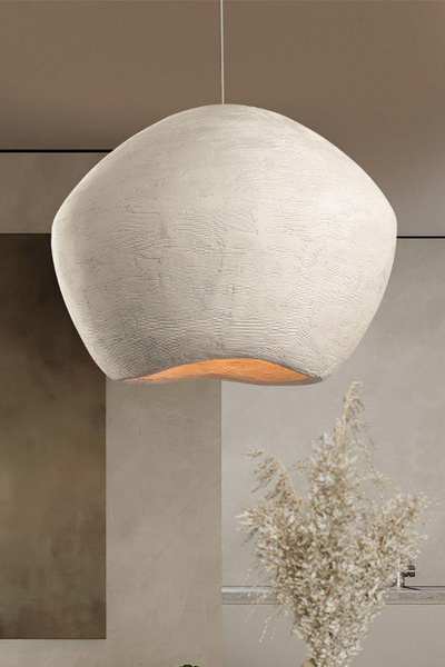 FRV-1004 Modern Dizayn Lüx Tasarım Salon Mutfak Otel Tarzı Beyaz Renk Beton Taş Avize (ÇAP 60 CM)