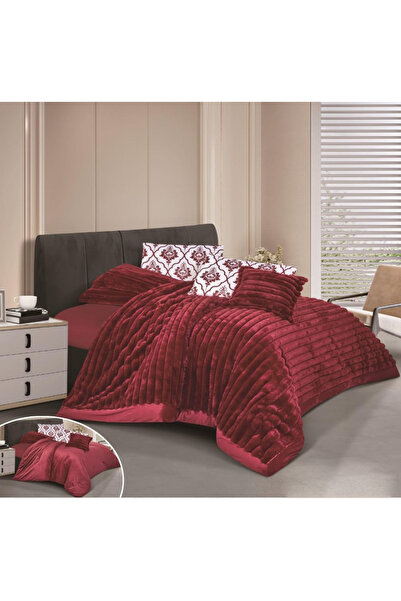 Red Rose A winter single and a half bed comforter set made of velvet and faux...