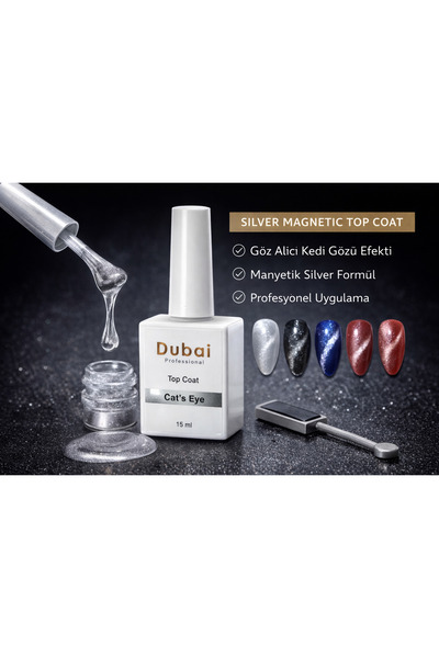 Dubai professional Cat’s Eye Silver Magnetic Top Coat 15 ml
