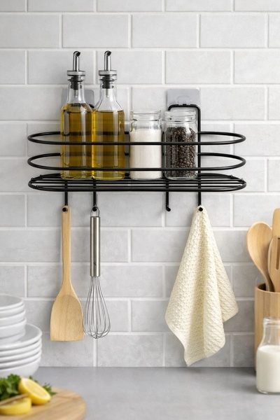 Kitchen Beauty Yapışkanlı Büyük Boy Askılı Baharatlık Mutfak Düzenleyici Duva...