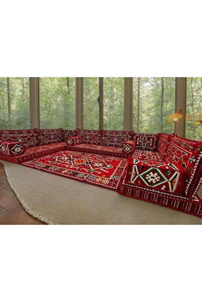 ademircan Şark Köşesi Minder Takımı / Yer Sırt Minderi, Etnik Desen, Salon ve...