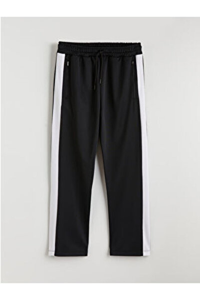 LC Waikiki M1 Sezon Black Loose Fit Striped Men's Sweatpants