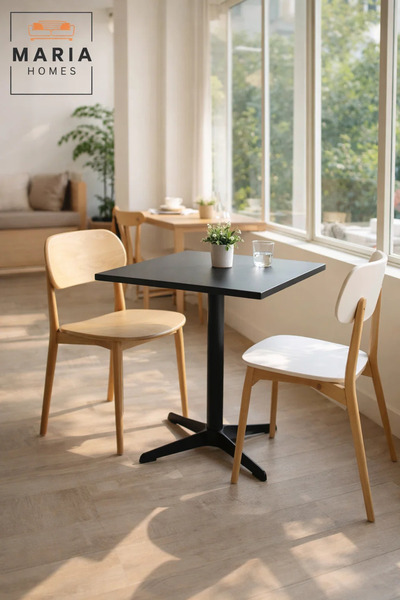 MARIA HOMES Black Square Table 60×60×73 cm – Modern Café & Dining Table