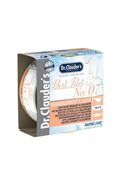 Dr. Clauder'S علب دكتور كلودرز بيست فيليه رقم 7 دجاج وسلمون للقطط 70 غرام، عب...
