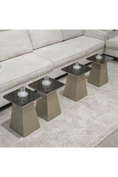 terndat طقم طاولات شمباني سطح مرايا مكون من 4 قطع