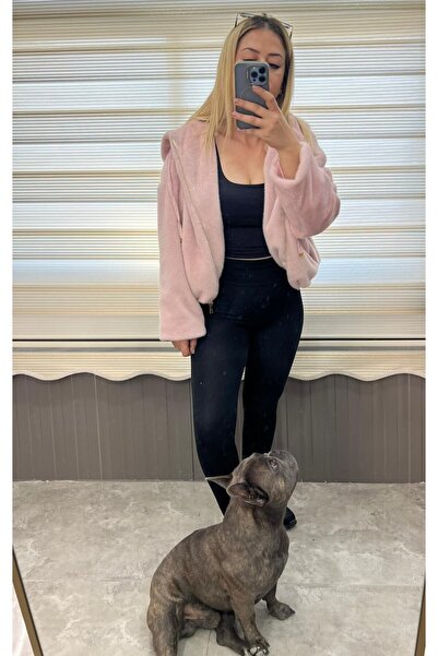 yogo butik Kadın fermuarlı teddy mont