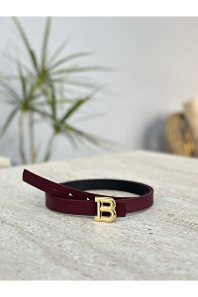 ERDESIGNN Women's Burgundy Belt with Gold Details, Letter Belt, Women's Belt,...