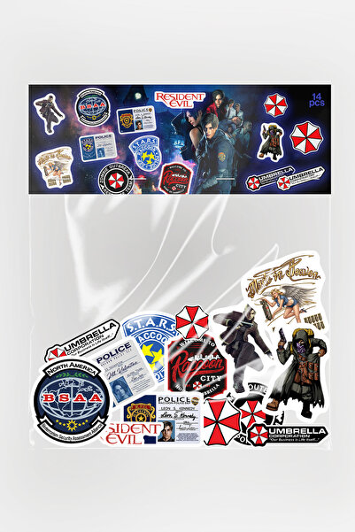 Baprile Resident Evil Umbrella Corp Temalı Sticker Paketi 14 Parça Kaliteli S...
