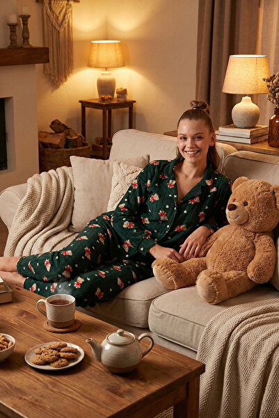 Lela Standard Fit Buttoned Fleece Pajama Set Pajama Set 6095615