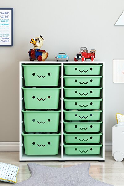 DEKOZUM KİDS 12 Sepetli Oyuncak Dolabı Oyuncak Kutusu Oyuncak Organizeri Box