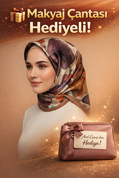 Picasso Silk-Look Brown - Purple - Beige Crystal Scarf – Twill Stylish Design...