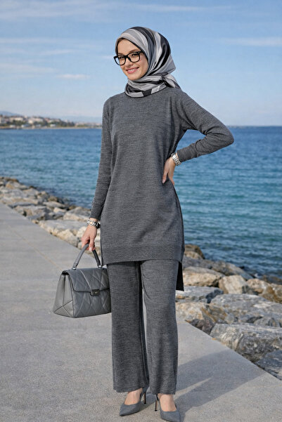 sifu tekstil KADIN BEJ TAM BALIKÇI YAKA RAHAT KALIP İKİLİ TAKIM TRİKO- GÜNLÜK...