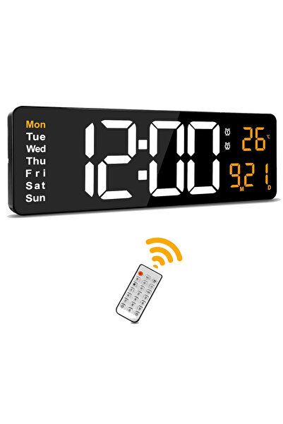 plentiful Kumandalı Dijital Masa & Duvar Saati – Büyük HD LED Ekran, Alarm, T...