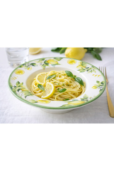 İD FİNE Mediterranean Lemon Patterned Deep Plate – Soup / Pasta / Salad – 23 ...