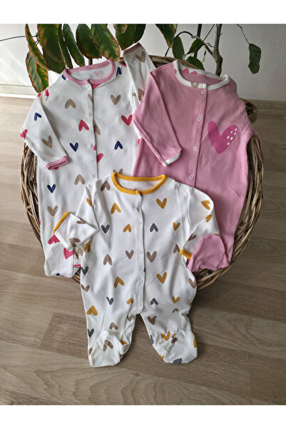 Mıdırık طقم ملابس أطفال من القطن بنسبة 100% من Heart مطبوع، عبوة واحدة تحتوي ...