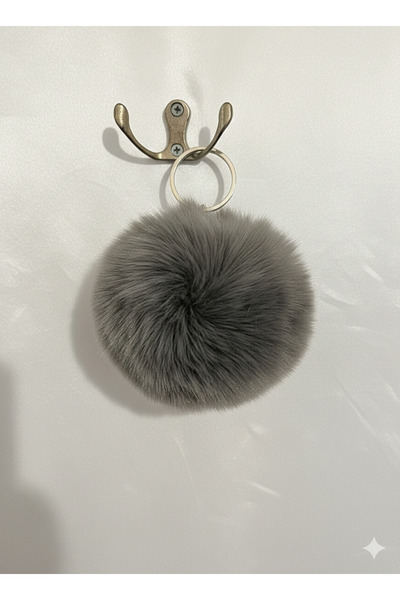 BURUCRAFT PonPon Peluş Anahtarlık (1 ADET) Tavşan Tüylü Anahtarlık Çanta Akse...