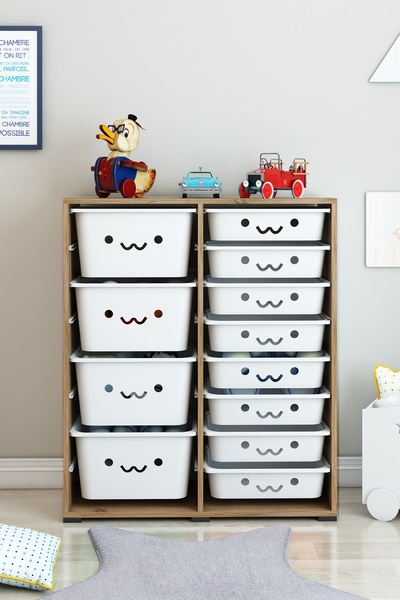 DEKOZUM KİDS 12 Sepetli Oyuncak Dolabı Oyuncak Kutusu Oyuncak Organizeri Box