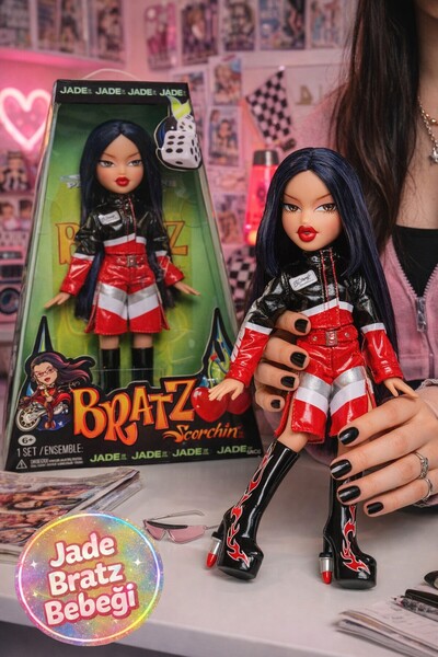 TOYFEST Bratz Scorchin Jade Moda Bebek Moto Tarz Alev Desenli Platform Bot Ak...