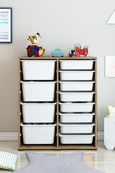 DEKOZUM KİDS 12 Sepetli Oyuncak Dolabı Oyuncak Kutusu Oyuncak Organizeri Box