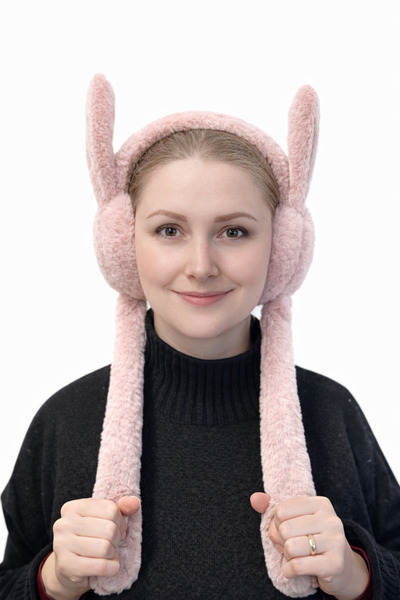 MD Moda Accessories سماعات أذن من القطيفة بنمط أذن أرنب وديناصور