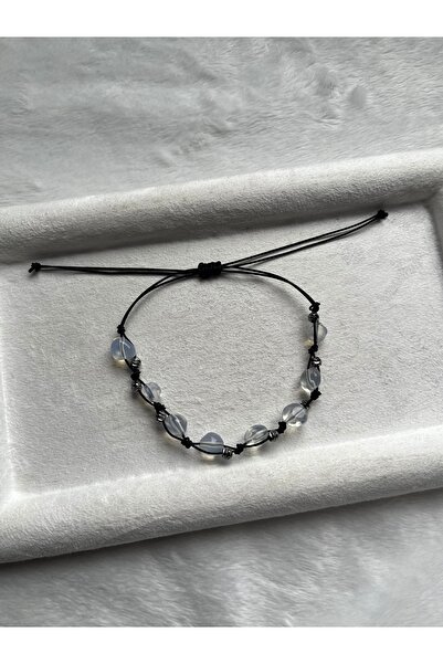 Pel Design Amorphous Opal Stone Black Doric Adjustable String Bracelet & Anklet