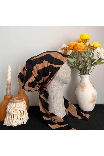 Anatolye وشاح من القماش القطني بنمط الحمار الوحشي باللونين البني والأسود - مض...