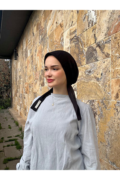 Anatolye Siyah Tülbent Eşarp Bone