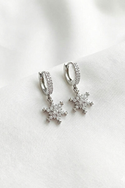 özgül takı ve tasarım Snowflake Model Zircon Stone Stainless Steel Silver Col...