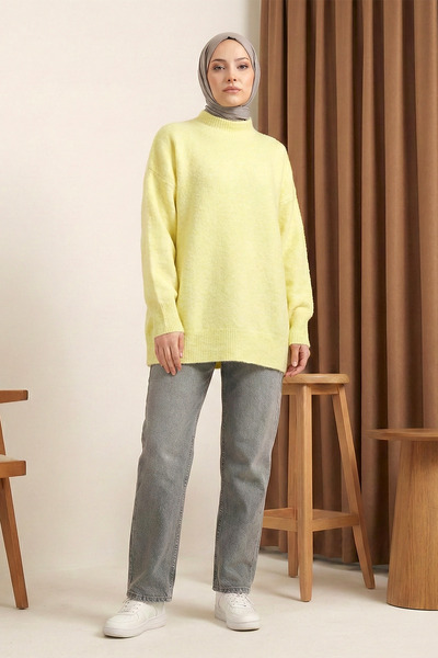 MODAQU Half Turtleneck Soft Knit Sweater - Light Yellow