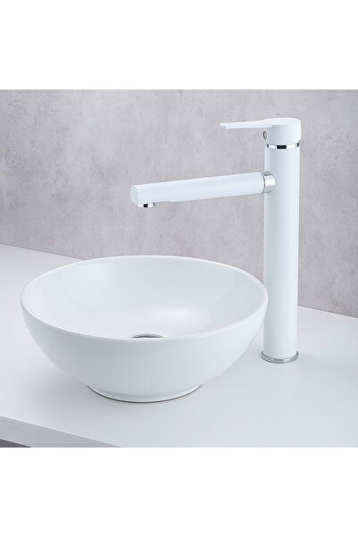 banyosepeti صنبور حوض مات وايت ماتورال من لونار - طراز عالي، تحكم أحادي