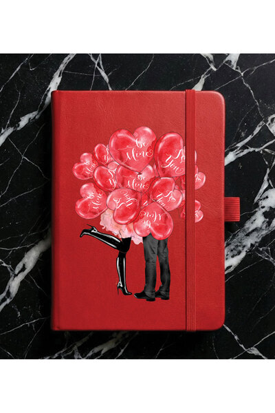 Cekuonline Tarihsiz 192 Sayfa Mini Termo Defter Baskılı Desenli 9x14 cm Kırmı...