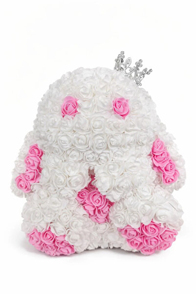 unbranded Stitch figurine made of white and pink foam roses, premium gift dec...