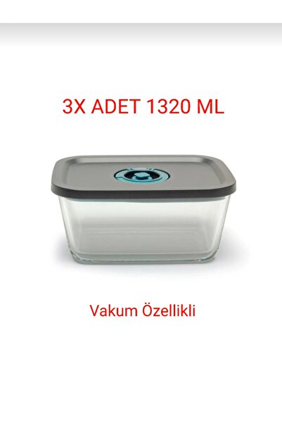 Bigatti Norris 3 (Three) Pieces 1320 ml Glass Storage Container with Vacuum F...