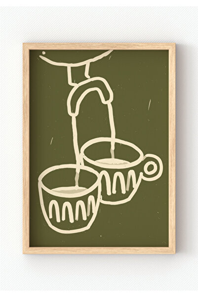 MIOVI WORKS Coffee Flow | Çerçeveli Modern Minimal Coffee Mutfak Duvar Dekora...