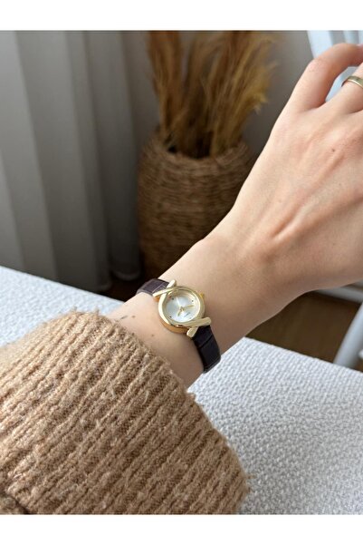 MERW Oreol Model Dark Brown Color Leather Cord Vintage Series Women's Wristwatch