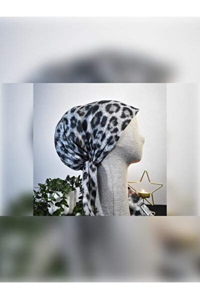 Anatolye Gray Leopard Pattern Cheesecloth Scarf Bonnet