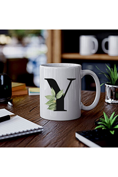rengine Botanik Letter Y Printed Mug