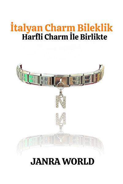 JANRA WORLD İtalyan Charm Bileklik – Paslanmaz Çelik, Her Bileğe Uygun - Harf...