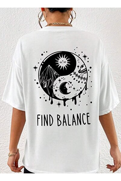 LELVANİ Unisex Yin & Yang Printed T-shirt