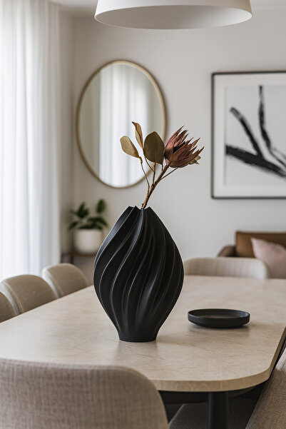 Lui Tasarım Vază de culoare neagră din gresie Nanisca Nordic European Modern ...