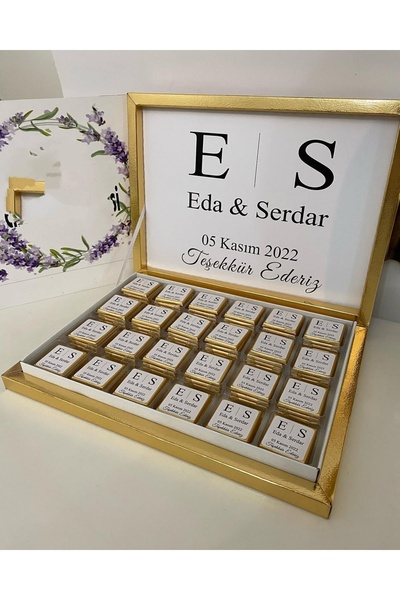 Siyah Lale Karton Kutulu Baskılı Madlen Çikolata 75 Adet