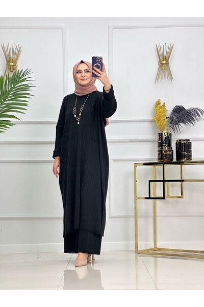 Summer Store Çağla Long Tunic and Trousers Two-Piece Hijab Set