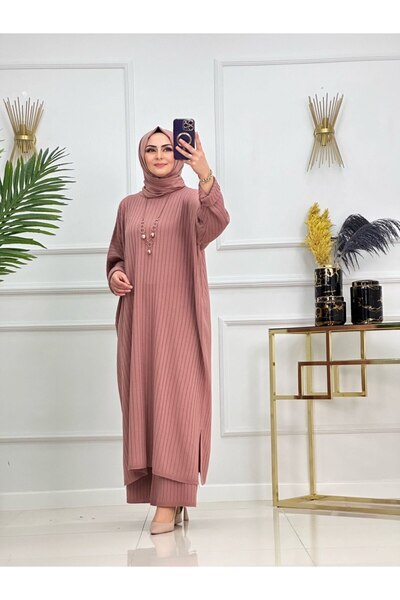 Summer Store Çağla Long Tunic and Trousers Two-Piece Hijab Set
