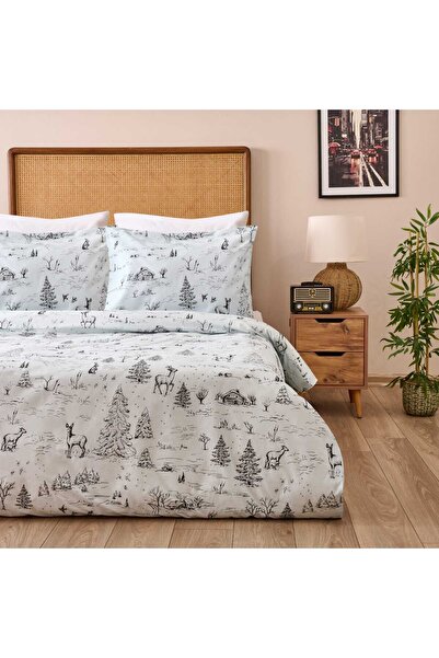 KUT FLY طقم غطاء لحاف فردي ناعم من باشا - أبيض / أنثراسايت