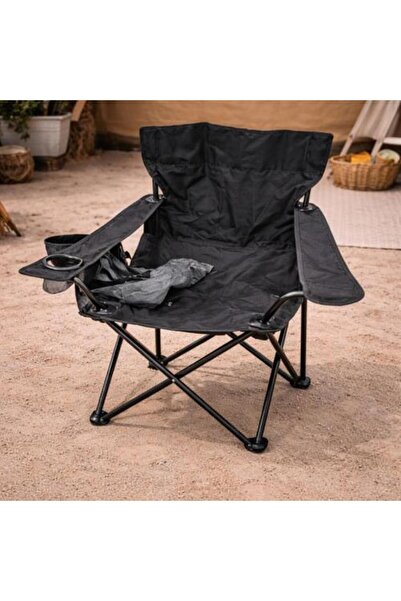 Generic كرسي تخييم قابل للطي مع حامل أكواب