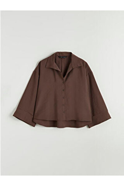 LC Waikiki M1 Sezon Brown Oversized Women's Shirt